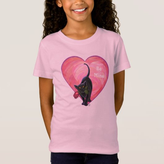 Valentinstag der Schwarzen Katze T-Shirt (Vorderseite)