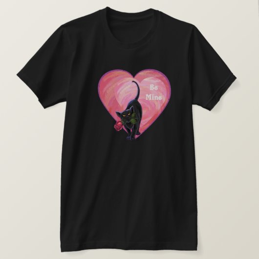 Valentinstag der Schwarzen Katze T-Shirt (Design vorne)