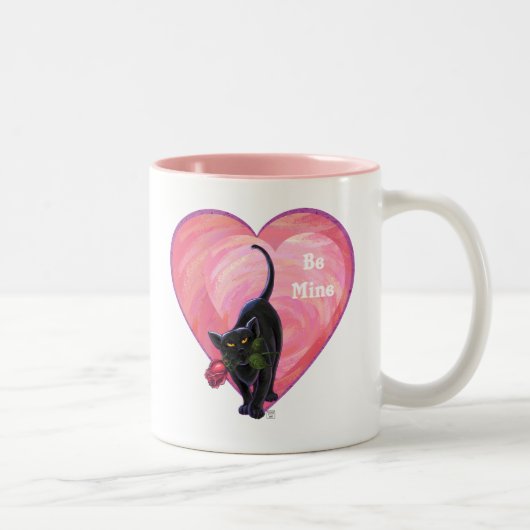 Valentinstag der Schwarzen Katze Zweifarbige Tasse (Rechts)