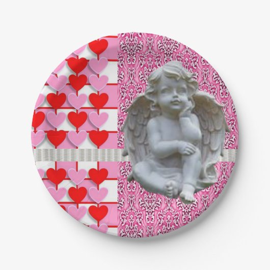 Valentinstag der Teller, Engel Pappteller (Vorderseite)