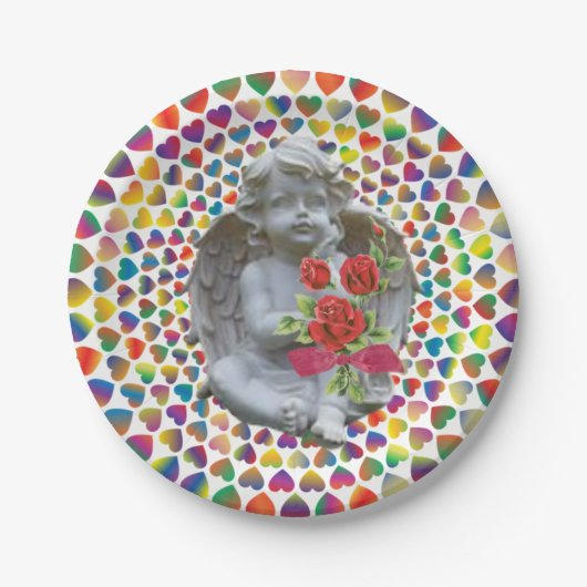 Valentinstag der Teller, Engel Pappteller (Vorderseite)