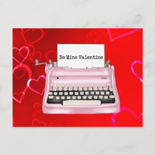 Valentinstag der Vintagen Retro-Schreibmaschine Postkarte (Vorderseite)
