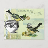 Valentinstag der Vintagen Vögel Feiertagspostkarte (Vorderseite)