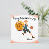 Valentinstag des Basketballspielers mit Liebe Karte (Stehend Vorderseite)
