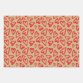Valentinstag des handgezogenen Roten Herzens Geschenkpapier Set (Vorderseite 3)