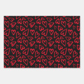 Valentinstag des handgezogenen Roten Herzens Geschenkpapier Set (Vorderseite 3)