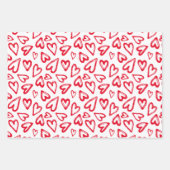 Valentinstag des handgezogenen Roten Herzens Geschenkpapier Set (Vorderseite 3)