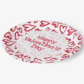 Valentinstag des handgezogenen Roten Herzens Pappteller (Schrägansicht)