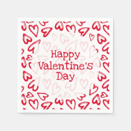 Valentinstag des handgezogenen Roten Herzens Serviette (Vorderseite)