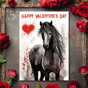 Valentinstag des hübschen Schwarzen Pferdes und He Feiertagskarte