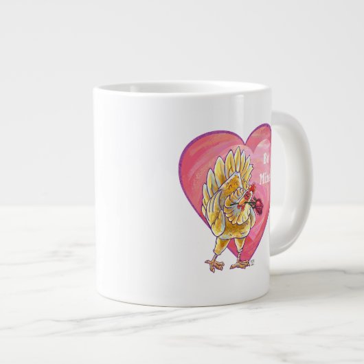 Valentinstag des Hühners Jumbo-Tasse (Vorderseite Rechts)