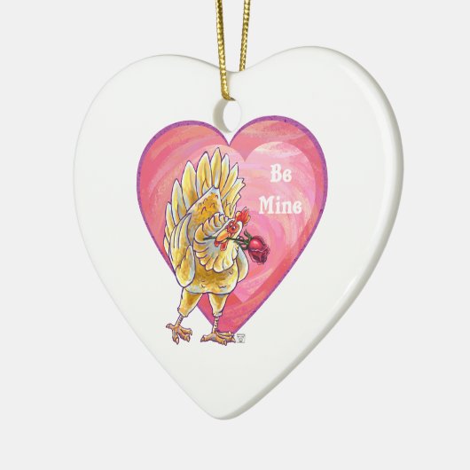 Valentinstag des Hühners Keramik Ornament (Links)