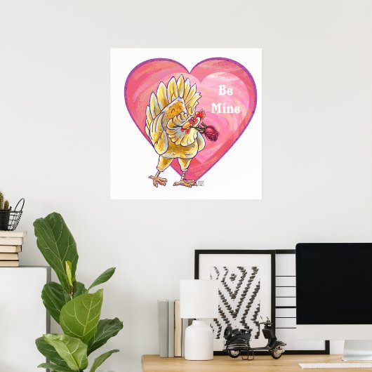 Valentinstag des Hühners Poster (Heimbüro)