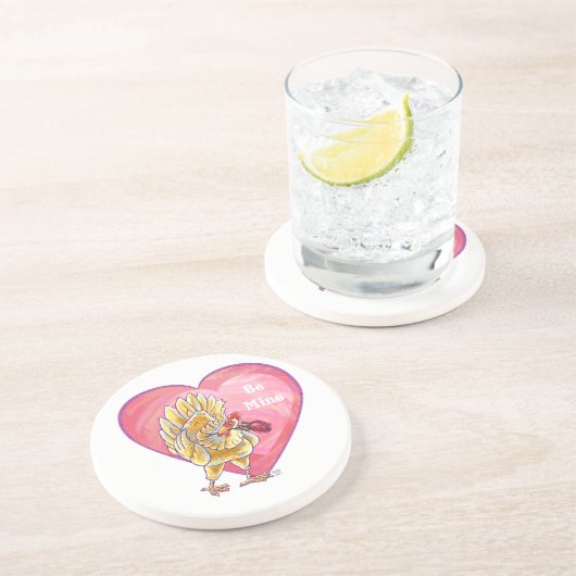 Valentinstag des Hühners Sandstein Untersetzer (Seite)