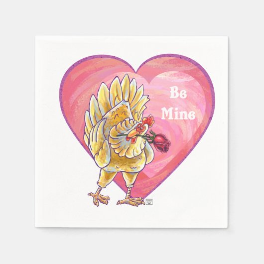Valentinstag des Hühners Serviette (Vorderseite)