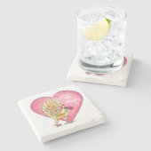 Valentinstag des Hühners Steinuntersetzer (Seitenansicht)