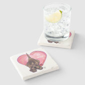 Valentinstag des Hundes Steinuntersetzer (Seitenansicht)