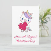 Valentinstag des magischen Einhorns Feiertagskarte (Stehend Vorderseite)