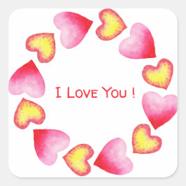 Valentinstag des Niedlichen Herzens Quadratischer Aufkleber