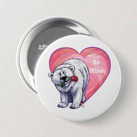 Valentinstag des Polarbären Button (Vorne & Hinten)
