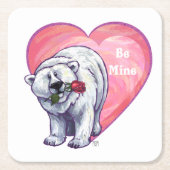 Valentinstag des Polarbären Rechteckiger Pappuntersetzer (Vorderseite)
