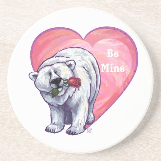 Valentinstag des Polarbären Sandstein Untersetzer (Vorne)