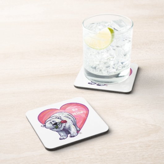 Valentinstag des Polarbären Untersetzer (Rechte Seite)