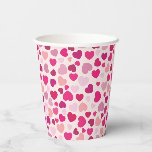 Valentinstag des rosa Herzens Pappbecher (Rückseite)