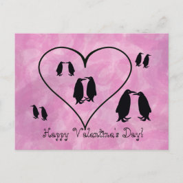 Valentinstag des rosa Pinguins Postkarte