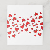 Valentinstag des Roten Herzens Platzkarte (Außenseite Aufgefaltet)