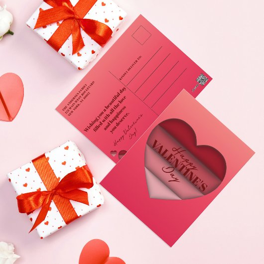 Valentinstag des Roten Herzens Postkarte