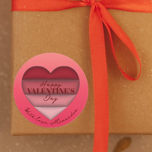 Valentinstag des Roten Herzens Runder Aufkleber