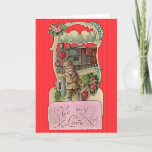 Valentinstag des Vintagen Zugführers Feiertagskarte