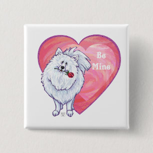 Valentinstag des weißen Spitzes Button