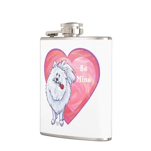 Valentinstag des weißen Spitzes Flachmann (Links)