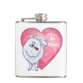 Valentinstag des weißen Spitzes Flachmann (Vorderseite)