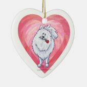 Valentinstag des weißen Spitzes Keramik Ornament (Rechts)