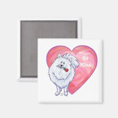 Valentinstag des weißen Spitzes Magnet (Vorderseite/Rückseite)