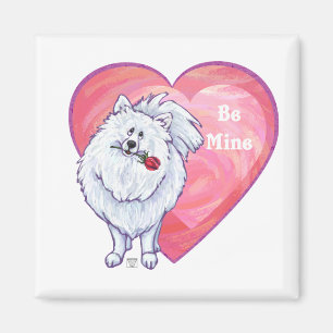 Valentinstag des weißen Spitzes Magnet