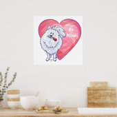 Valentinstag des weißen Spitzes Poster (Küche)