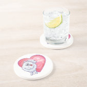 Valentinstag des weißen Spitzes Sandstein Untersetzer (Seite)