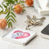 Valentinstag des weißen Spitzes Schlüsselanhänger (Seite)