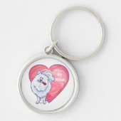 Valentinstag des weißen Spitzes Schlüsselanhänger (Vorne)