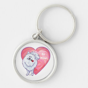 Valentinstag des weißen Spitzes Schlüsselanhänger
