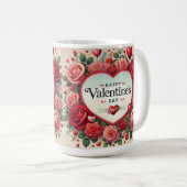 Valentinstag Design mit Rose und Herz Kaffeetasse (VorderseiteRechts)