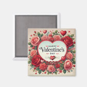 Valentinstag Design mit Rose und Herz Magnet (Vorderseite/Rückseite)