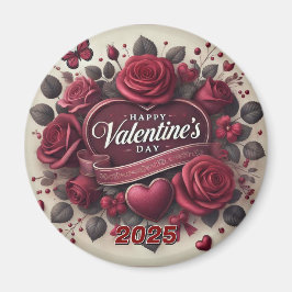 Valentinstag Design mit Rose und Herz Magnet