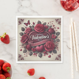 Valentinstag Design mit Rose und Herz Serviette