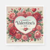Valentinstag Design mit Rose und Herz Serviette (Vorderseite)