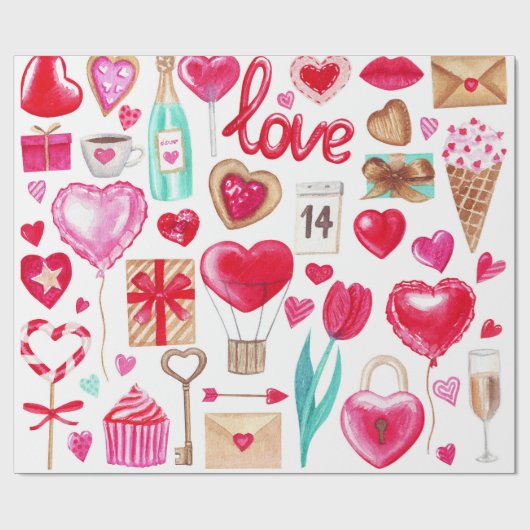 Valentinstag-Designs Geschenkpapier (Flach)